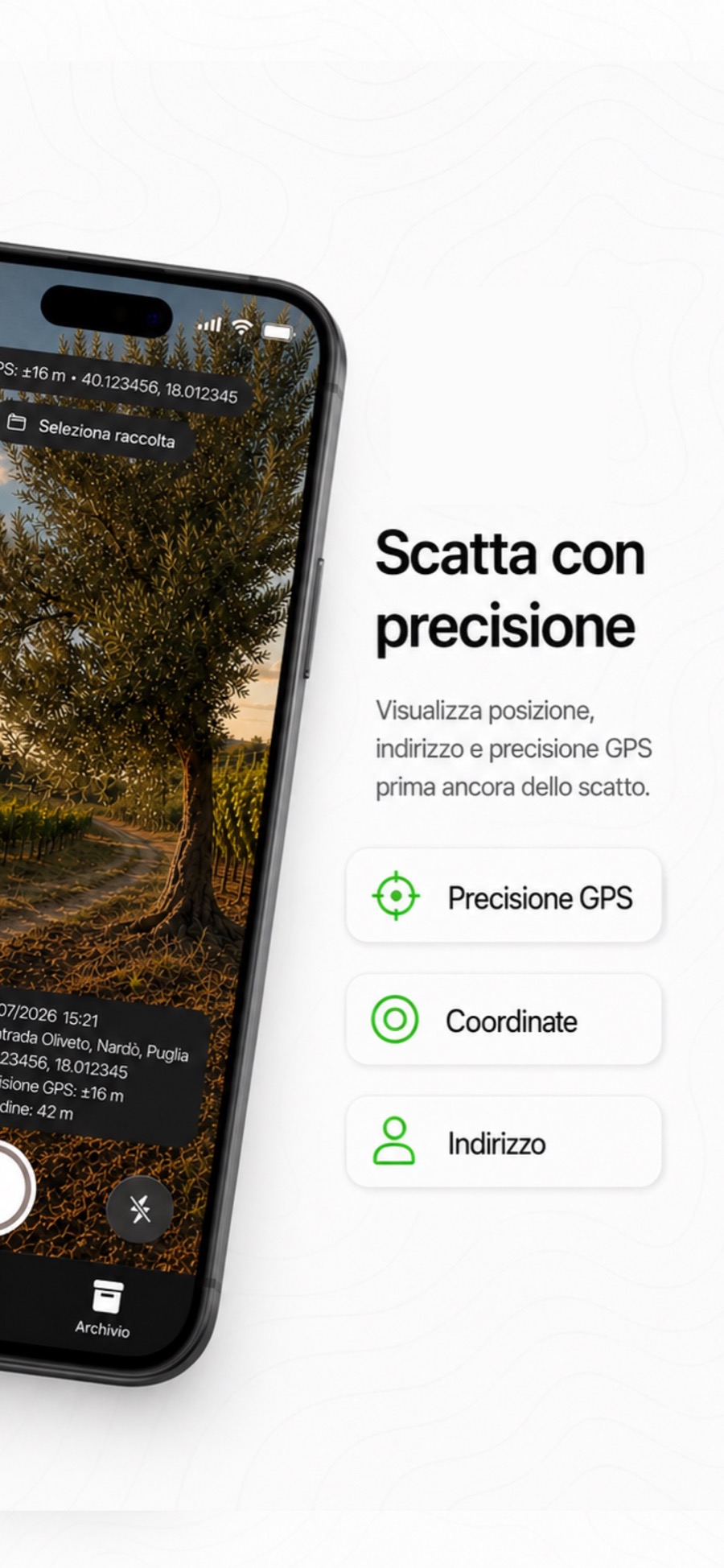 Precisione GPS prima dello scatto
